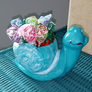 Blue Snail Concrete Planter Candy Holder